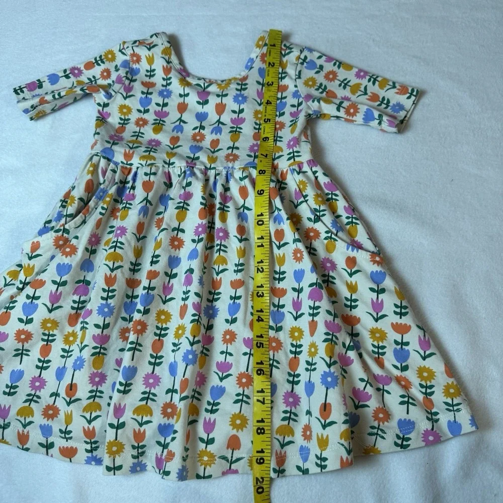 Hanna Andersson Girls Tip Floral Skater Dress Size 3T Pockets Cotton Stretch